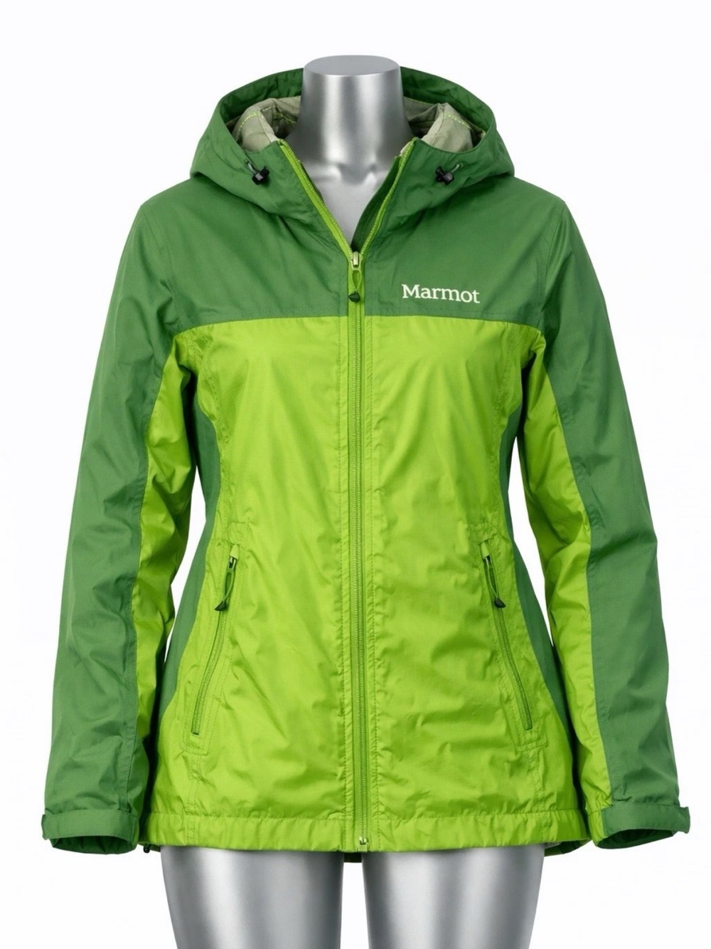 Marmot Women’s XS Green Hooded Rain Jacket Waterproof Windbreaker Shell Coat